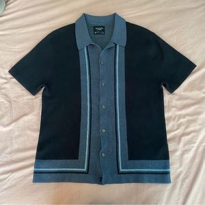 Abercrombie & Fitch Navy Knit Button-Up Polo